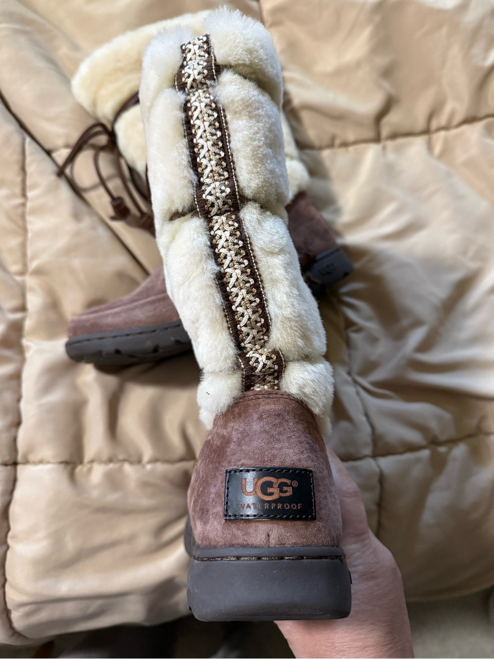 UGG Brown and Cream Women's Winter Shearling Boots
